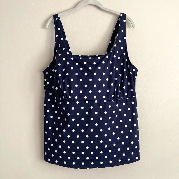 Lands' End Other - Lands End Womens Square Neck Underwire Tankini Swim Top Polka Dot Blue Size 22W